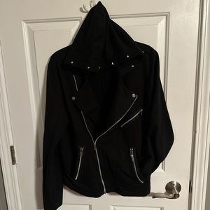 Studded hood, motorcycle style jacket, zip up hoodie from Royal Bones size XL.